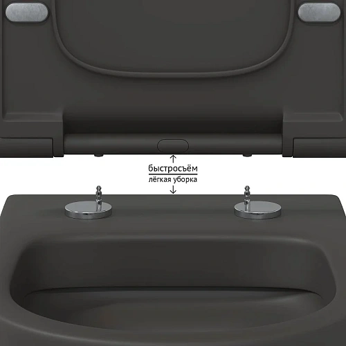 Унитаз подвесной BERGES EGO XL Rimless сиденье EGO XL Slim SO матовый антрацит, микролифт , быстросъ 083218 Унитаз подвесной BERGES EGO XL Rimless сиденье EGO XL Slim SO матовый антрацит, микролифт , быстросъ 083218
