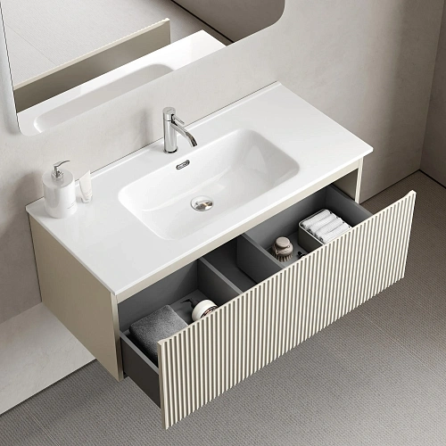 Тумба под раковину SANCOS Snob SNR1.0100CE R 1.0 995х445х406 Beige Soft подвесная Тумба под раковину SANCOS Snob SNR1.0100CE R 1.0 995х445х406 Beige Soft подвесная