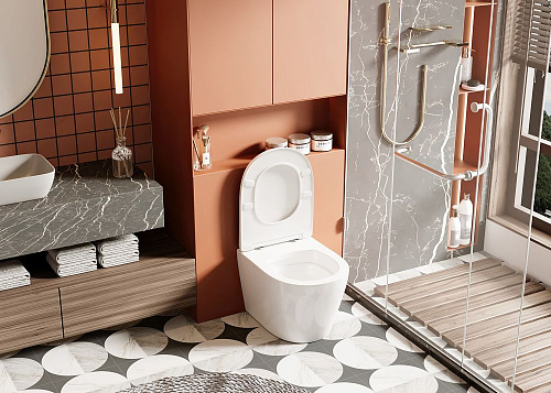 Унитаз приставной ABBER Bequem AC1113 белый, безободковый с крышкой микролифт Унитаз приставной ABBER Bequem AC1113 белый, безободковый с крышкой микролифт