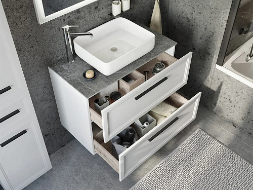 Тумба с раковиной STWORKI Эстерсунд 90 белая матовая, роверелла с отверстием под смеситель в столешн 460339 Тумба с раковиной STWORKI Эстерсунд 90 белая матовая, роверелла с отверстием под смеситель в столешн 460339