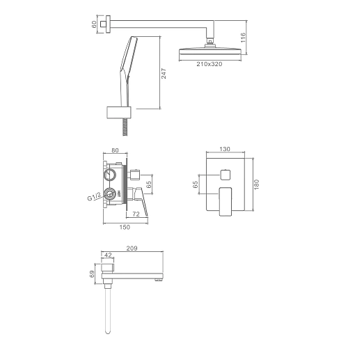 Душевая система Raglo R30.27 встраиваемая, хром Душевая система Raglo R30.27 встраиваемая, хром