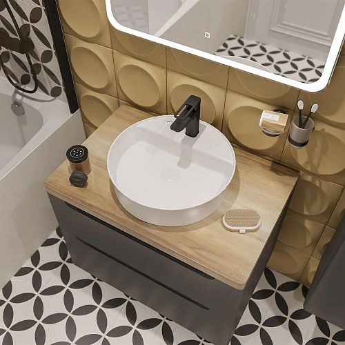 Тумба с раковиной STWORKI Берген 80 серая со светлой столешницей, Bocchi Slim Line 1599-061-0126 567 567235 Тумба с раковиной STWORKI Берген 80 серая со светлой столешницей, Bocchi Slim Line 1599-061-0126 567 567235