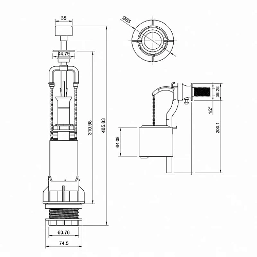 Арматура для бачка BERGES Eko 02 030202 Арматура для бачка BERGES Eko 02 030202