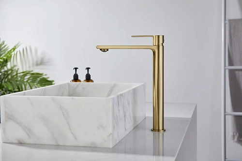 Смеситель для раковины Kaiser Serio шлифованное золото 05411-3 Смеситель для раковины Kaiser Serio шлифованное золото 05411-3