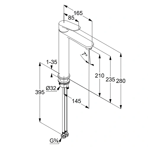 Смеситель для раковины Kludi X1 322983975 черный матовый Смеситель для раковины Kludi X1 322983975 черный матовый