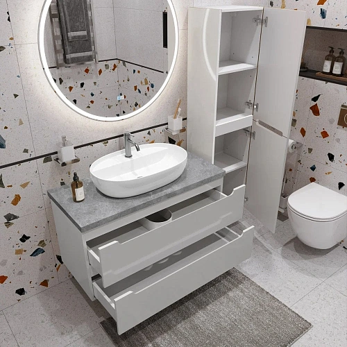 Тумба со столешницей и раковиной BelBagno ETNA 100 etna100bl-kepmgl-1346-set подвесная ETNA100BL-KEPMGL-1346-SET Тумба со столешницей и раковиной BelBagno ETNA 100 etna100bl-kepmgl-1346-set подвесная ETNA100BL-KEPMGL-1346-SET