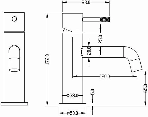 Смеситель для раковины Boheme Uno 461-B, черный Смеситель для раковины Boheme Uno 461-B, черный