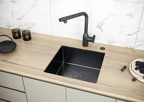 Кухонная мойка Paulmark NEXT 44 UNI, PM214444-MBN, матовый черный, 440х440мм 1,2мм Кухонная мойка Paulmark NEXT 44 UNI, PM214444-MBN, матовый черный, 440х440мм 1,2мм