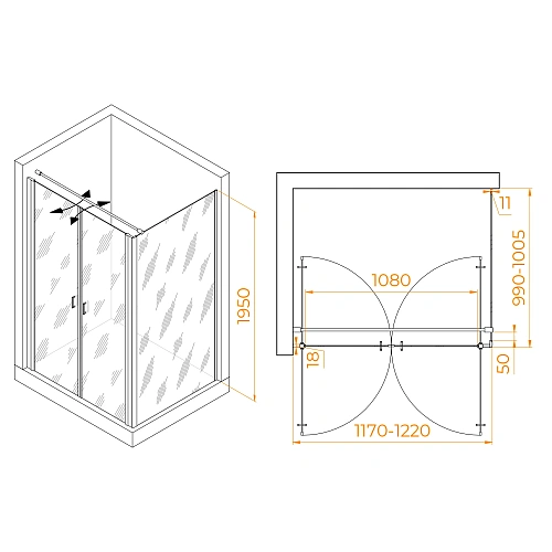 Душевой уголок RGW PA-144 (PA-104+Z-050-2+O-104) 1200x1000 мм 060814420-011 хром Easy Clean Душевой уголок RGW PA-144 (PA-104+Z-050-2+O-104) 1200x1000 мм 060814420-011 хром Easy Clean