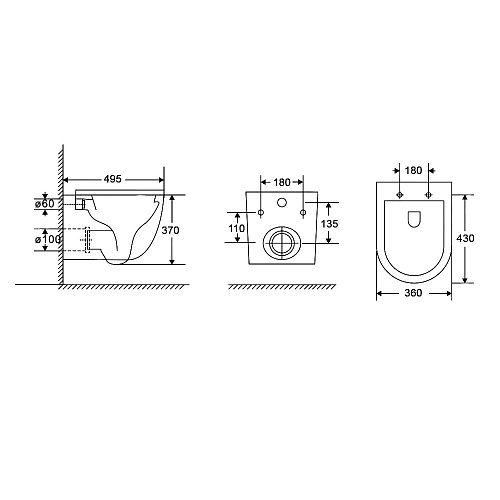 Унитаз подвесной AQUAme AQM2012 сиденье SoftClose, технология смыва QUIET, 495х360х370 Унитаз подвесной AQUAme AQM2012 сиденье SoftClose, технология смыва QUIET, 495х360х370