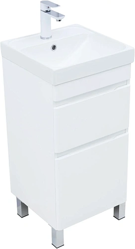 Тумба под раковину Aquanet Слим 40 00346040 напольная, белый сатин Тумба под раковину Aquanet Слим 40 00346040 напольная, белый сатин