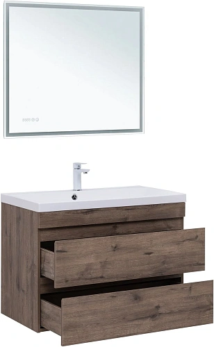 Тумба под раковину Aquanet Нота New 90 дуб веллингтон табак 00334193 подвесная Тумба под раковину Aquanet Нота New 90 дуб веллингтон табак 00334193 подвесная