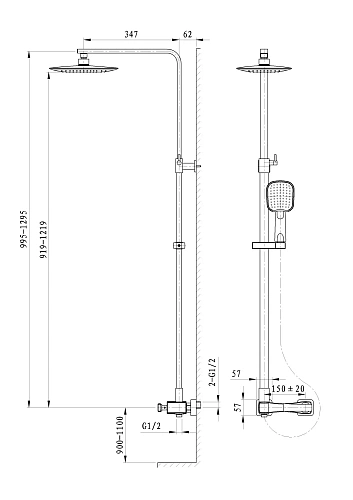 Душевая система Wonzon & Woghand Triumph, хром (WW-564601-CR) Душевая система Wonzon & Woghand Triumph, хром (WW-564601-CR)