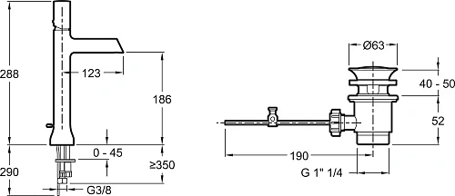 Смеситель для раковины Jacob Delafon Toobi E8990-BN с донным клапаном Смеситель для раковины Jacob Delafon Toobi E8990-BN с донным клапаном