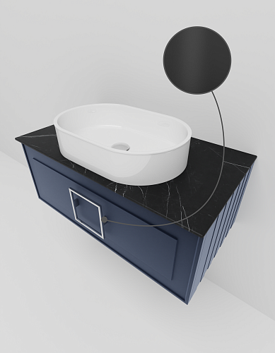 Тумба с раковиной и столешницей La Fenice Cubo Blu Grigio 80 NFNC-01-CUB-BG-80-3-M-GB синяя матовая, черная ручка Тумба с раковиной и столешницей La Fenice Cubo Blu Grigio 80 NFNC-01-CUB-BG-80-3-M-GB синяя матовая, черная ручка