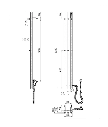 Полотенцесушитель электрический Wonzon & Woghand (WW-AL73312-BG) брашированное золото Полотенцесушитель электрический Wonzon & Woghand (WW-AL73312-BG) брашированное золото