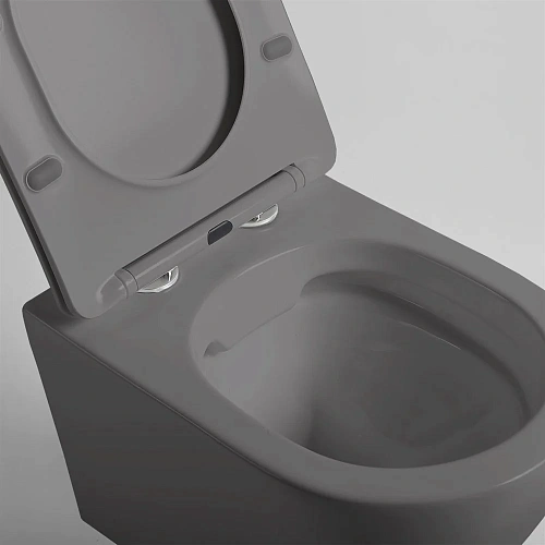 Унитаз подвесной Vincea Globo VT1-14SMA безободковый, цвет антрацит мат., ультратонкое сиденье soft- Унитаз подвесной Vincea Globo VT1-14SMA безободковый, цвет антрацит мат., ультратонкое сиденье soft-