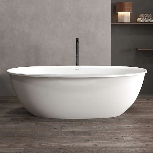 Ванна отдельностоящая ABBER AS9631 170x85 универсальная, белая матовая, искусственный камень Ванна отдельностоящая ABBER AS9631 170x85 универсальная, белая матовая, искусственный камень