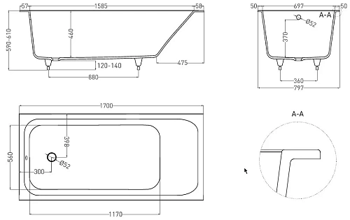 Ванна из искусственного камня Salini ORLANDA 170х80 102026M S-Stone Ванна из искусственного камня Salini ORLANDA 170х80 102026M S-Stone