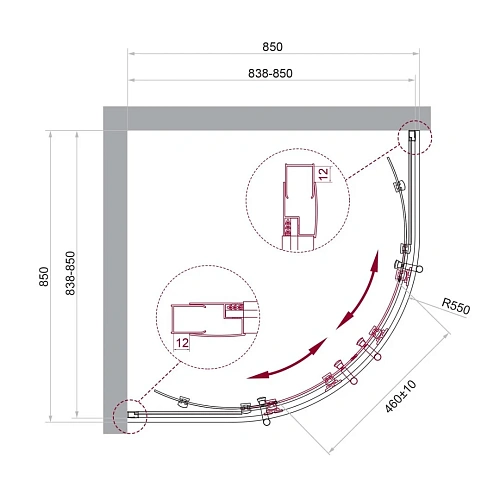 Душевой уголок BelBagno UNO-195-R-2-85-C-Cr 850x850 мм Душевой уголок BelBagno UNO-195-R-2-85-C-Cr 850x850 мм