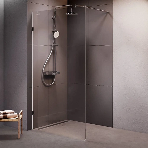 Душевая перегородка AM.PM X-Joy W94WI-110-F1-MTE 110x195, стекло прозрачное 6 мм с покрытием, профиль хром матовыйо Душевая перегородка AM.PM X-Joy W94WI-110-F1-MTE 110x195, стекло прозрачное 6 мм с покрытием, профиль хром матовыйо