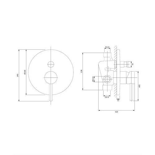 Смеситель для душа OMNIRES Y Y1235GL золото скрытого монтажа Смеситель для душа OMNIRES Y Y1235GL золото скрытого монтажа