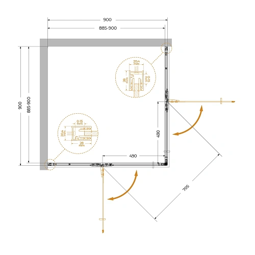 Душевой уголок CEZARES LINER-A-2-90-C-GM 90x90 см Душевой уголок CEZARES LINER-A-2-90-C-GM 90x90 см
