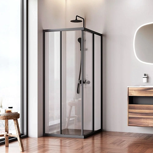 Душевой уголок AM.PM Sunny W87G-403-10080-BT 100x80 черный, стекло прозрачное Душевой уголок AM.PM Sunny W87G-403-10080-BT 100x80 черный, стекло прозрачное