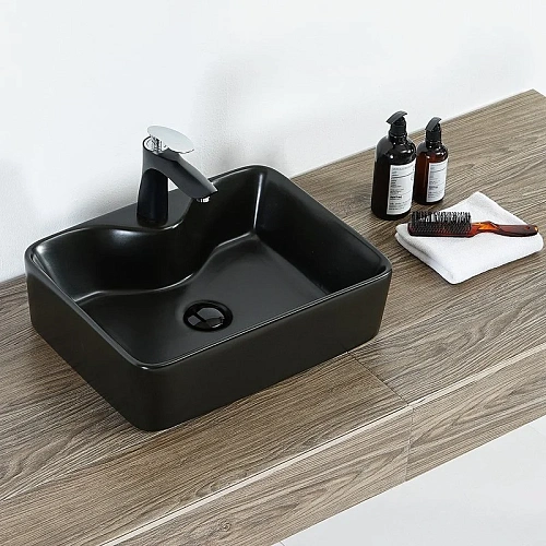 Раковина Orange B01-475mb накладная, матовый черный Раковина Orange B01-475mb накладная, матовый черный