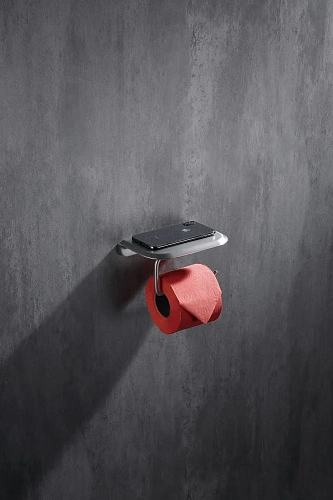 Держатель туалетной бумаги с полкой для телефона ABBER Nord AA1530SP сатин Держатель туалетной бумаги с полкой для телефона ABBER Nord AA1530SP сатин