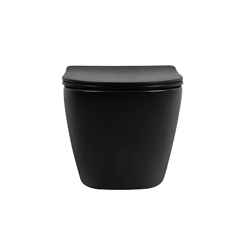 Унитаз подвесной ABBER Bequem AC1100TMB черный матовый, безободковый, смыв торнадо Унитаз подвесной ABBER Bequem AC1100TMB черный матовый, безободковый, смыв торнадо