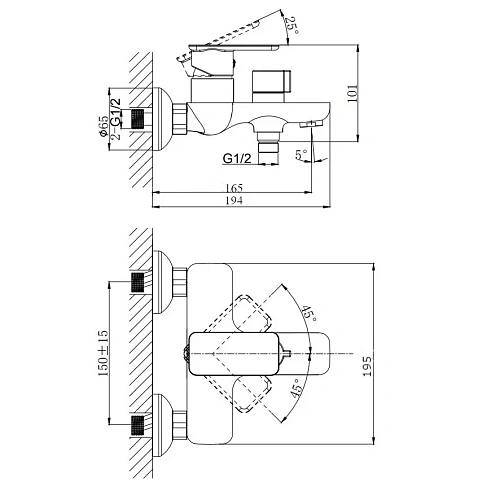Смеситель для ванны RUSH Bruny (BR4335-44) Смеситель для ванны RUSH Bruny (BR4335-44)