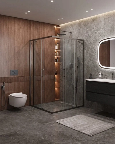 Душевой уголок CEZARES MOLVENO-AH-22-120/110-C-GM-IV цвет профиля оружейная сталь стекло прозрачное 1200x1100 мм Душевой уголок CEZARES MOLVENO-AH-22-120/110-C-GM-IV цвет профиля оружейная сталь стекло прозрачное 1200x1100 мм