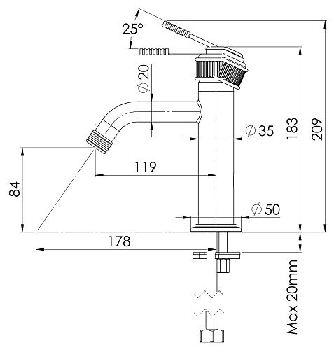 Смеситель для раковины Remer Atelier AL12BG, золото брашированное Смеситель для раковины Remer Atelier AL12BG, золото брашированное