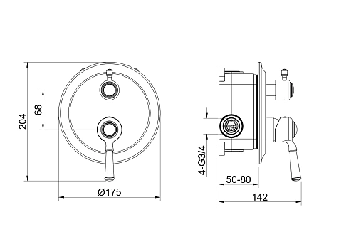 Смеситель для ванны Aquatek КЛАССИК AQ1546CR Хром, встраиваемый Смеситель для ванны Aquatek КЛАССИК AQ1546CR Хром, встраиваемый