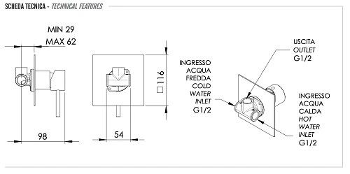 Смеситель для душа Remer X Style X30QBO, белый матовый Смеситель для душа Remer X Style X30QBO, белый матовый