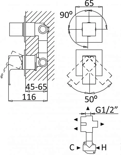 Смеситель для душа CEZARES PORTA-VDIM4-M-01 Смеситель для душа CEZARES PORTA-VDIM4-M-01