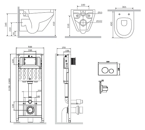 Комплект унитаза AM.PM Spirit V2.0 FlashClean IS49051.701738 с инсталляцией, сиденьем микролифт и клавишей смыва Комплект унитаза AM.PM Spirit V2.0 FlashClean IS49051.701738 с инсталляцией, сиденьем микролифт и клавишей смыва