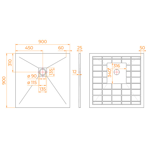 Душевой поддон RGW STONE TRAY-G 900x900 квадрат 14152099-02-11 Душевой поддон RGW STONE TRAY-G 900x900 квадрат 14152099-02-11