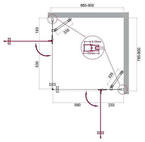Душевой уголок BelBagno KRAFT-AH-22-90/80-C-Cr-R 90x80 см, профиль хром, стекло прозрачное Душевой уголок BelBagno KRAFT-AH-22-90/80-C-Cr-R 90x80 см, профиль хром, стекло прозрачное