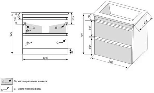 Тумба под раковину Style Line Атлантика 60, Люкс антискрейч, PLUS СС-00002206 Тумба под раковину Style Line Атлантика 60, Люкс антискрейч, PLUS СС-00002206