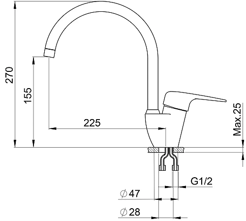 Смеситель для кухни Granula 1024, АРКТИК Смеситель для кухни Granula 1024, АРКТИК
