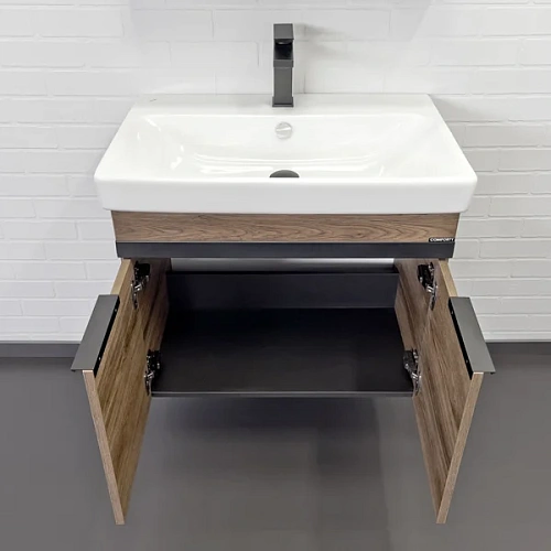 Тумба с раковиной Comforty Соло-70 00-00010978 дуб темно-коричневый с раковиной Адриана 70 Тумба с раковиной Comforty Соло-70 00-00010978 дуб темно-коричневый с раковиной Адриана 70