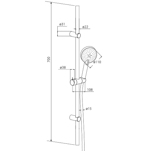 Душевой гарнитур Damixa Origin One 918100000 верхний душ d100 мм Душевой гарнитур Damixa Origin One 918100000 верхний душ d100 мм