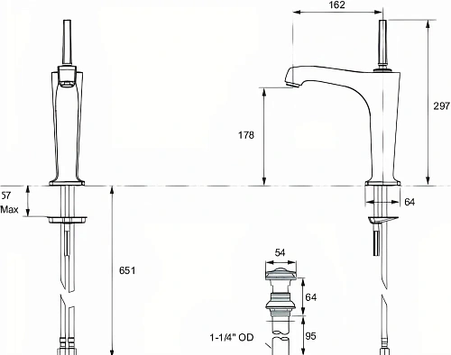 Смеситель для раковины Jacob Delafon Margaux E16231-4-CP с донным клапаном Смеситель для раковины Jacob Delafon Margaux E16231-4-CP с донным клапаном