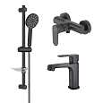 Комплект смесителей Aquatek ОБЕРОН AQ1231MB черный матовый Комплект смесителей Aquatek ОБЕРОН AQ1231MB черный матовый