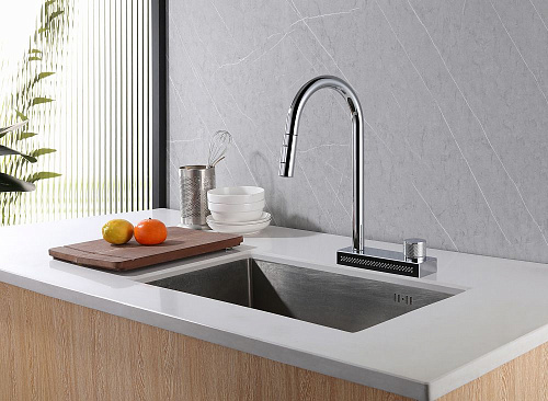 Смеситель для кухни ABBER Wasser Kreis AF8114 с выдвижной лейкой, хром Смеситель для кухни ABBER Wasser Kreis AF8114 с выдвижной лейкой, хром