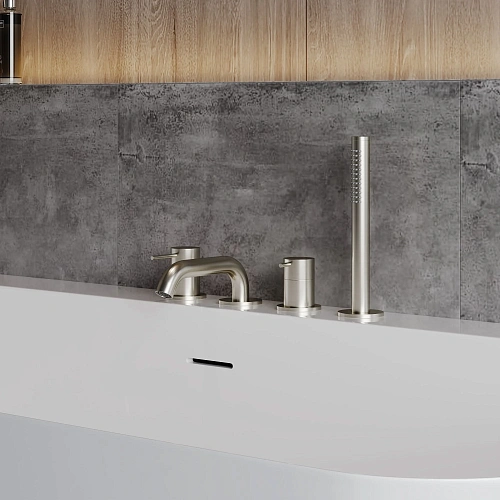 Смеситель на борт ванны AQUAme Siena AQM6219BN никель шлифованный Смеситель на борт ванны AQUAme Siena AQM6219BN никель шлифованный