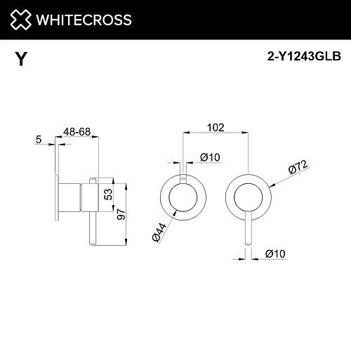 Смеситель для ванны WHITECROSS 2-Y1243GLB брашированное золото внешняя часть на 3 потребителя Смеситель для ванны WHITECROSS 2-Y1243GLB брашированное золото внешняя часть на 3 потребителя