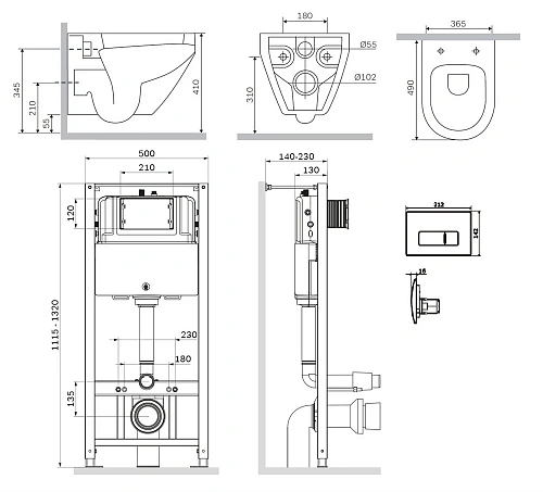 Комплект унитаза AM.PM Spirit V2.0 FlashClean IS48051.701738 с инсталляцией, сиденьем микролифт и клавишей смыва Комплект унитаза AM.PM Spirit V2.0 FlashClean IS48051.701738 с инсталляцией, сиденьем микролифт и клавишей смыва